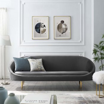 Sublime Sofa in Gray Velvet Fabric by Modway [MWS-3349 Sublime Gray]