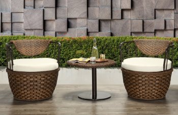 Ekil 3Pc Outdoor Patio Set 45045 in Brown Wicker by Acme [AMOUT-45045-Ekil]