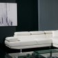 T60 White Leather Sectional Sofa w/Adjustable Headrests & Arm