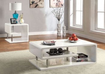 Ninove I Coffee Table & 2 End Tables Set CM4057 in White [FACT-CM4057-Ninove I White]