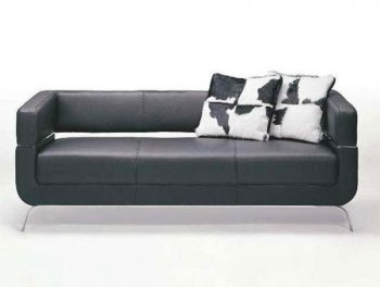 Black Full Leather 3Pc Modern Living Room w/Steel Frame [VGS-F51]