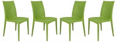 Weave Set of 4 Indoor/Outdoor Chairs MC19G in Green - LeisureMod