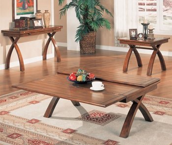 Dark Oak Finish Extendable Elegant Coffee Table w/X Shape Legs [CRCT-353-700068]