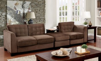 Clare Sofa CM6862 in Brown Padded Linen Fabric w/Options [FAS-CM6862 Clare]