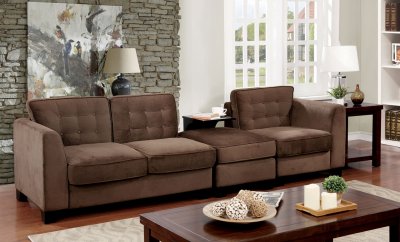 Clare Sofa CM6862 in Brown Padded Linen Fabric w/Options