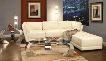 Kayson White Bonded Leather Match Sectional Sofa by Coaster [CRSS-500894 Kayson]