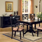 Black Finish Traditional Dining Room W/Double Pedestal Base