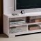 White High Gloss Finish Contemporary Tv Stand with Sliding Doors