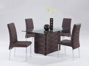 Brown Modern Dining Room Glass Top Table w/Optional Chairs [CYDS-CONNIE-DT-BRW]