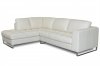 Beige Bonded Leather Valentino Sectional Sofa w/Metal Legs