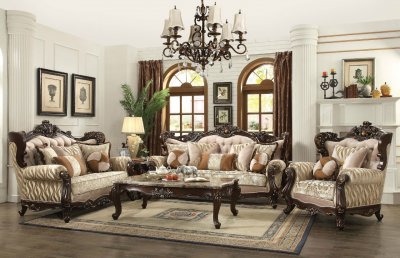 Shalisa Sofa 51050 in Beige Fabric & Walnut by Acme w/Options