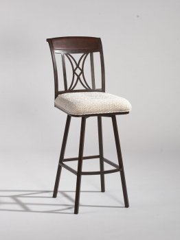 Autumn Rust Frame & Beige Fabric Seat Set of 2 Barstools [CYBA-0787-BS]