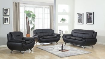 1070 Sofa in Black Faux Leather w/Options [EGS-1070]