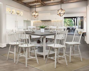 Ann Lee II 7Pc Counter Ht. Dining Set CM3754PT in Antique White [FADS-CM3754PT-Ann Lee II]