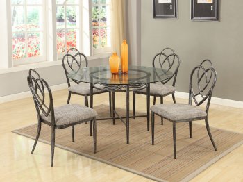 Lexie 5Pc Dining Set by Chintaly w/Clear Glass Top [CYDS-Lexie]