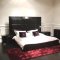 Black Modern Bedroom Set w/Etched Crocodile Patterns