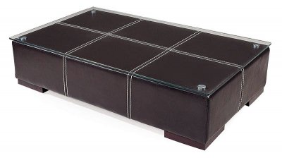 Modern Coffee Table with Faux Leather Upholstery