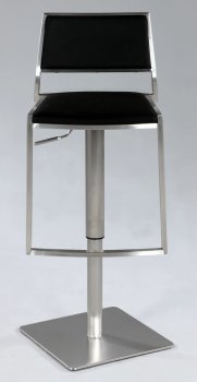 Black Vinyl & Stainless Steel Base Set of 2 Swivel Barstools [CYBA-0851-Black]