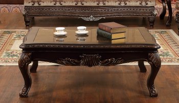 Alexa Coffee Table in Cherry w/Genuine Marble Top & Options [ADCT-Alexa-Cherry]