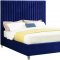 Candace Upholstered Bed in Navy Velvet Fabric by Meridian