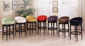 Choice of Color Microfiber Set of 2 Igloo Swivel Barstools [ARBA-4017-Igloo]