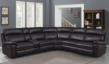 Albany Power Sectional Sofa 603290PP in Dark Brown by Coaster [CRSS-603290PP-Albany]