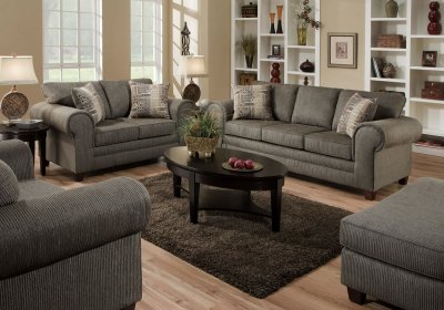 Graphite Fabric Sofa & Loveseat Set w/Optional Ottoman & Chair