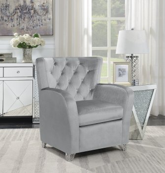 904094 Set of 2 Accent Chairs in Grey Velvet by Coaster [CRCC-904094]