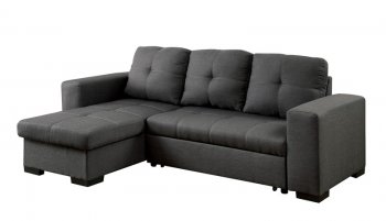 Denton Sectional Sofa CM6149GY in Gray Fabric w/Pullout Sleeper [FASS-CM6149GY-Denton]