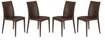 Weave Set of 4 Indoor/Outdoor Chairs MC19BR - Brown - LeisureMod [LMDC-MC19BR-Weave Brown]