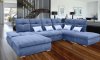 Opera Sectional Sofa in Dark Blue Fabric by ESF w/Bed & Storage