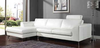 Angela Sectional Sofa in White Leather by Whiteline [WLSS-Angela White]