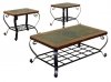 Metal/Slate & Wood Mixed Media 3Pc Coffee Table Set