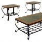 Metal/Slate & Wood Mixed Media 3Pc Coffee Table Set