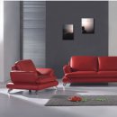 Modern Red Leather Living Room Set