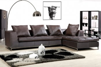 Brown, Black or Ivory Full Leather Sectional Sofa W/Tufted Seat [KCSS-882-Brown]