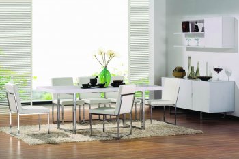 White Finish Modern Dining Table w/Chrome Legs [GRDS-A-15DT]