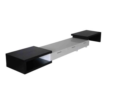 White & Wenge Two-Tone Finish Modern Expandable TV Stand