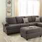 F6990 Sectional Sofa in Ash Black Fabric by Poundex w/Options