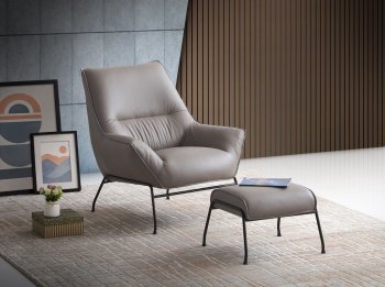 Jabel Accent Chair & Ottoman AC02385 in Khaki Leather by Acme [AMAC-AC02385 Jabel]