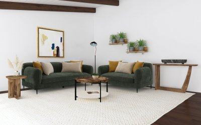 Jade Sofa & Loveseat Set 509131 in Green Chenille by Coaster