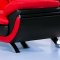 Black and Red Top Grain Leather Upholstery Sofa