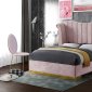 Flora Upholstered Bed in Pink Velvet Fabric by Meridian