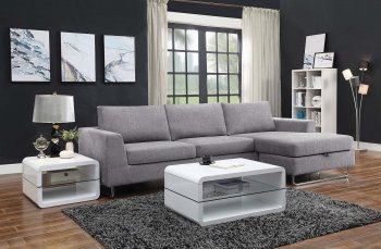 Darcy Sectional 508337 in Grey Woven Fabric by Coaster w/Options [CRSS-508337-Darcy]