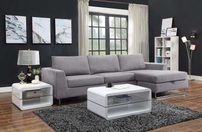 Darcy Sectional 508337 in Grey Woven Fabric by Coaster w/Options