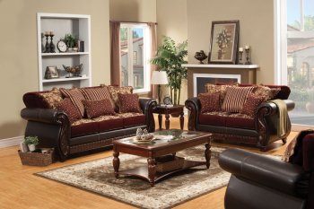 Franklin Sofa SM6107N in Fabric & Leatherette w/Options [FAS-SM6107N Franklin Burgundy]