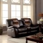 Pollux Reclining Sofa CM6864 in Two-Tone Brown Leatherette