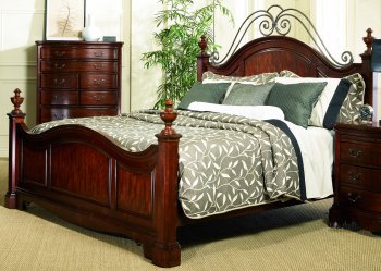 Highland Cherry Finish Panel Bed w/Optional Case Goods [LFBS-708-BR-Panel]