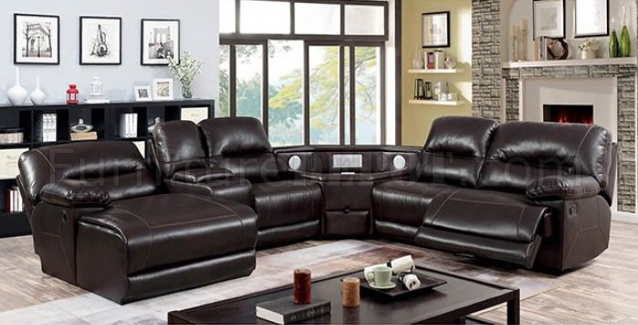 Glasgow Motion Sectional CM6822BR-TSP in Brown Leatherette