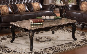 Viva Coffee Table in Dark Cherry w/Genuine Marble Top & Options [ADCT-Viva-Cherry]